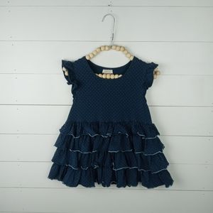 Matilda Jane Girls size 12 sleeveless top dark teal blue with dots design